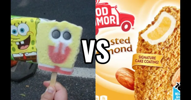 SpongeBob Popsicle vs. Toasted Almond Bar