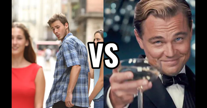 Distracted Boyfriend vs. Leonardo DiCaprio Cheers