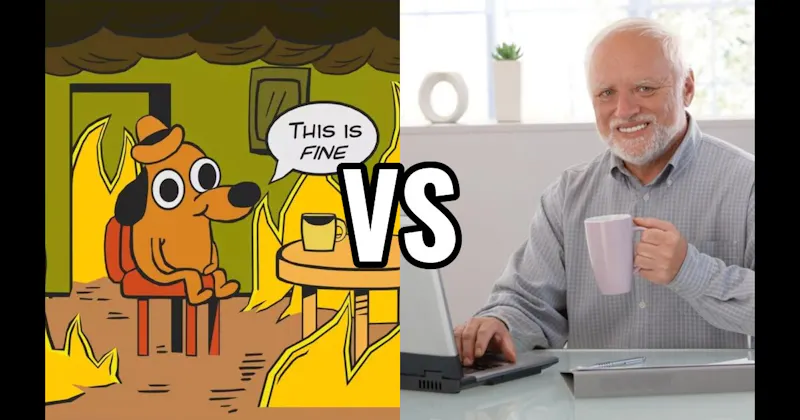 Hide the Pain Harold vs. This is Fine Dog