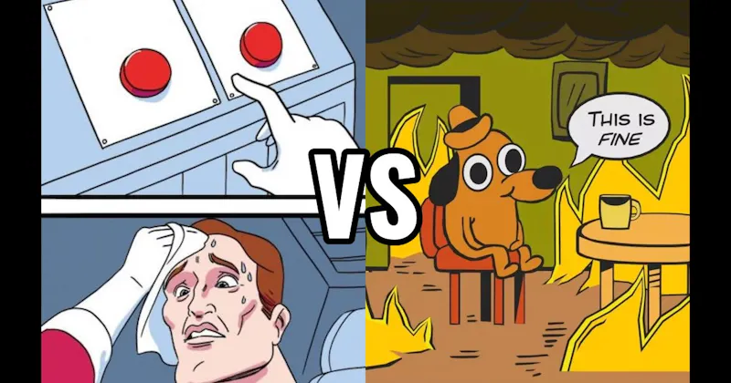 This is Fine Dog vs. Two Buttons