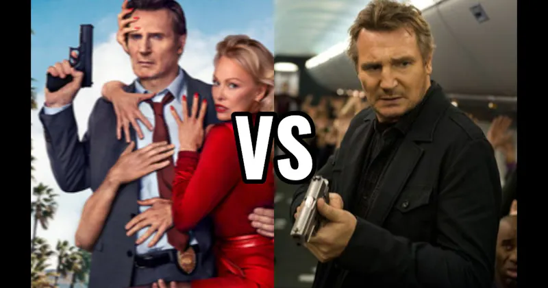 Bill Marks in Non-Stop vs. Frank Drebin Jr. in The Naked Gun 2025