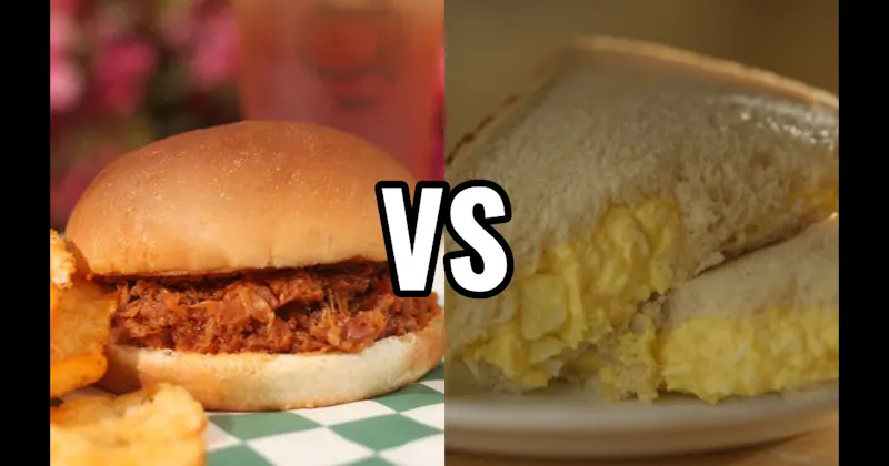 Egg Salad Sandwich vs. Pulled Pork BBQ Sandwich
