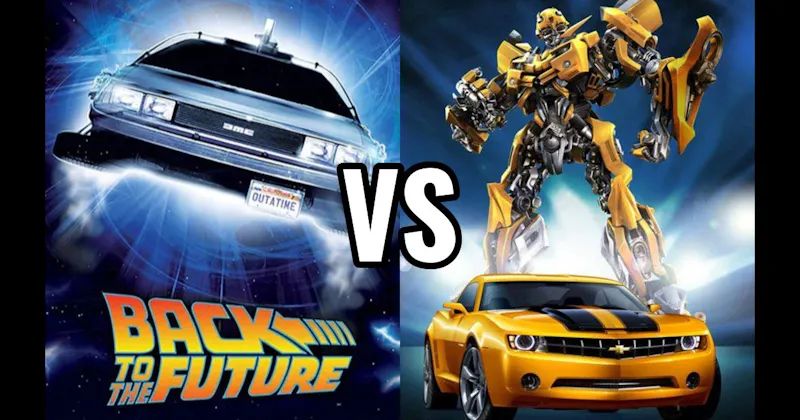Bumblebee Camaro vs. DeLorean Time Machine (Back to the Future)