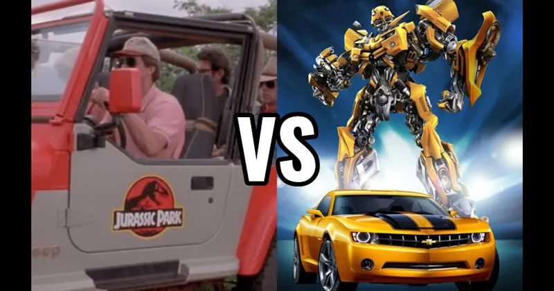Bumblebee Camaro vs. Jurassic Park Jeep