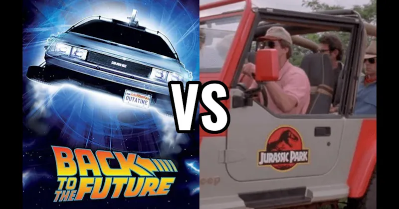 DeLorean Time Machine (Back to the Future) vs. Jurassic Park Jeep
