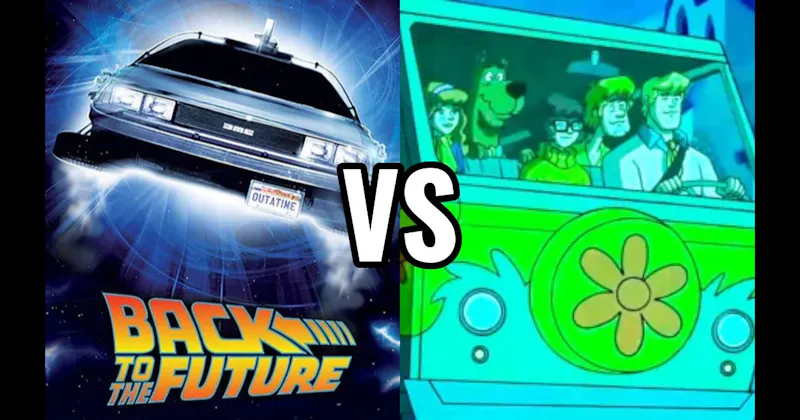 DeLorean Time Machine (Back to the Future) vs. Mystery Machine (Scooby-Doo)
