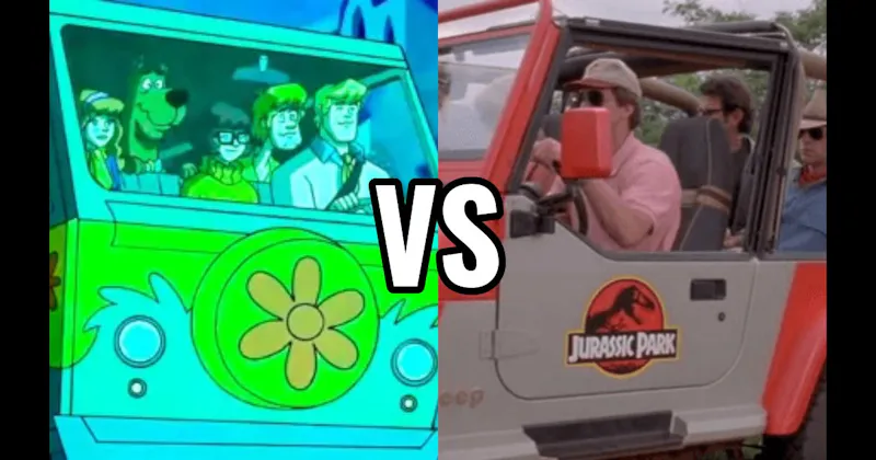 Jurassic Park Jeep vs. Mystery Machine (Scooby-Doo)