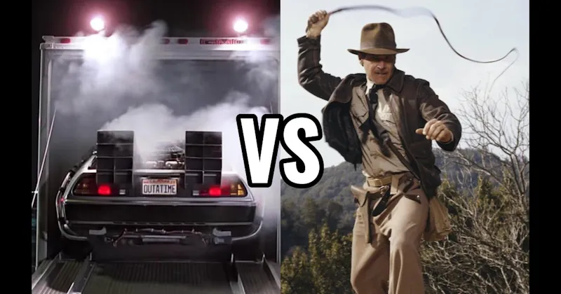 DeLorean Time Machine (Back to the Future) vs. Indiana Jones' Whip