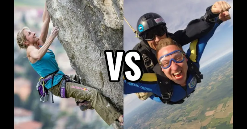 Outdoor Rock Climbing vs. Skydiving