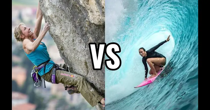 Outdoor Rock Climbing vs. Surfing