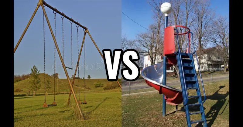 Spiral Slide vs. Swing Set