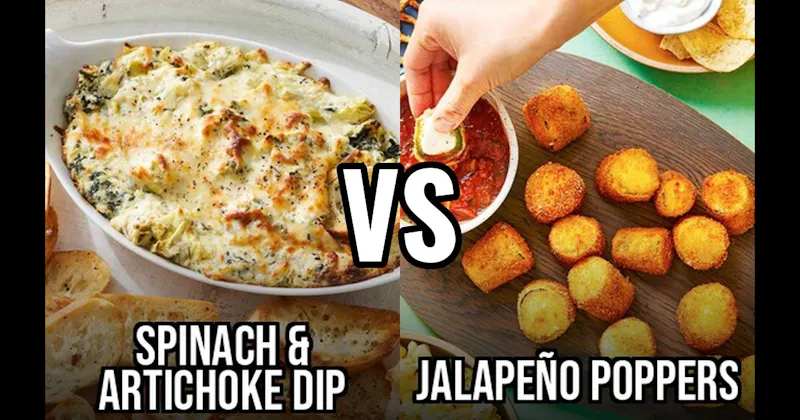 Jalapeño Poppers vs. Spinach Artichoke Dip