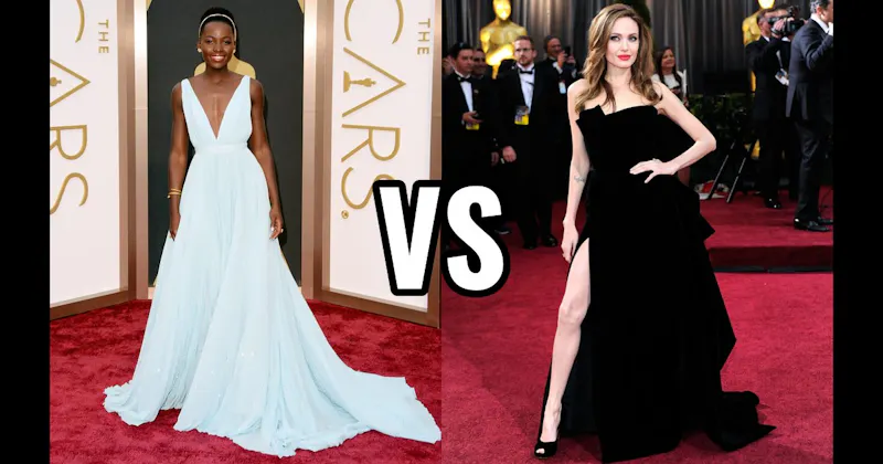 Angelina Jolie (Atelier Versace) vs. Lupita Nyong’o (Prada)
