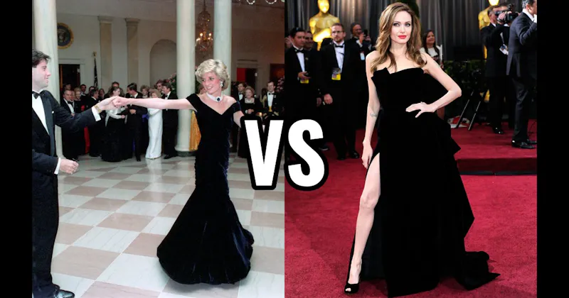 Angelina Jolie (Atelier Versace) vs. Princess Diana (Victor Edelstein)