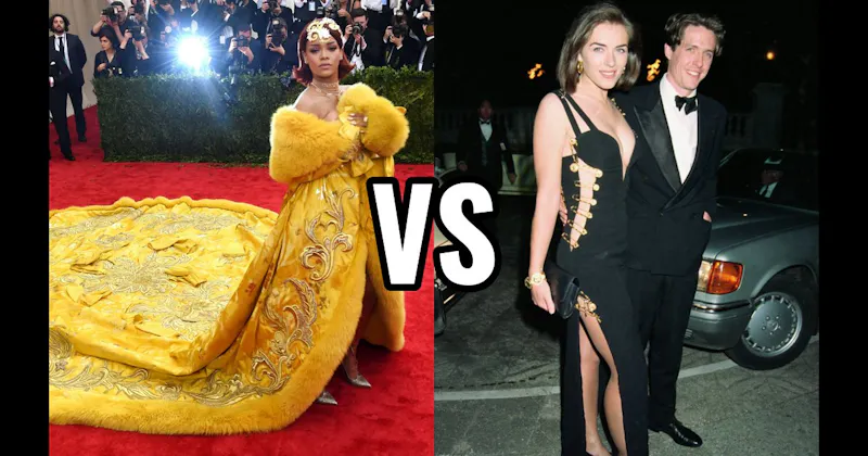 Elizabeth Hurley (Versace) vs. Rihanna (Guo Pei)