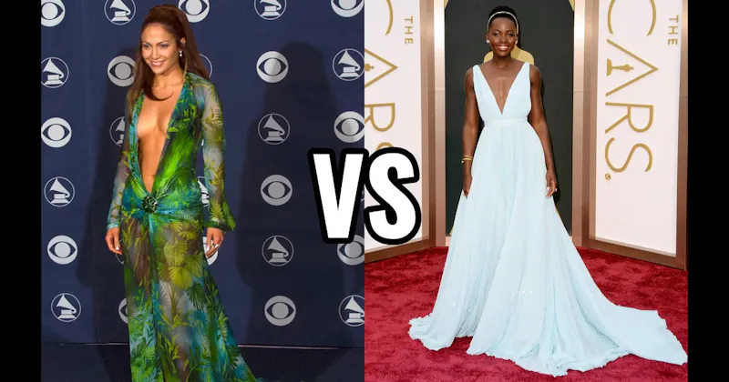 Jennifer Lopez (Versace) vs. Lupita Nyong’o (Prada)