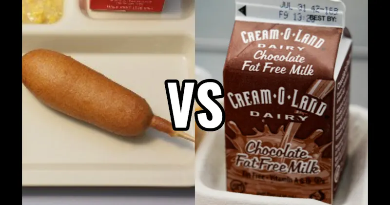 Chocolate Milk Carton vs. Corn Dog