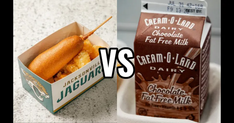 Chocolate Milk Carton vs. Corn Dog