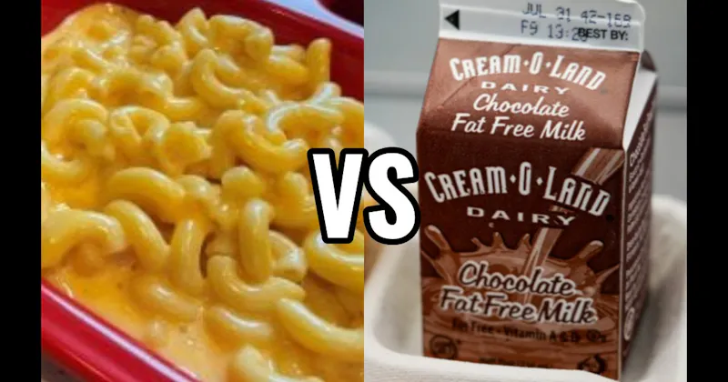 Chocolate Milk Carton vs. Mac & Cheese
