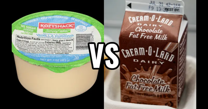 Chocolate Milk Carton vs. Vanilla Pudding Cup