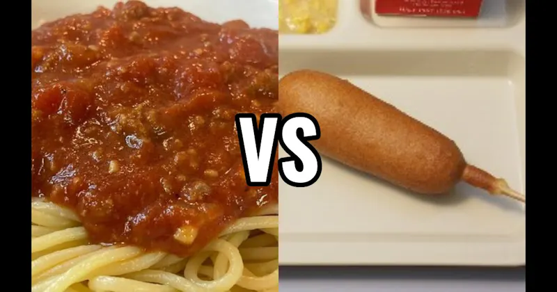 Corn Dog vs. Spaghetti with Meat Sauce