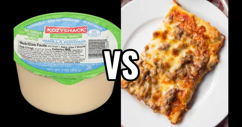 Square Pizza vs. Vanilla Pudding Cup