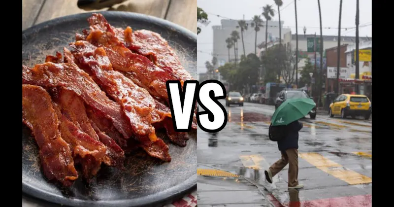 Bacon Cooking vs. Rain on Dry Pavement