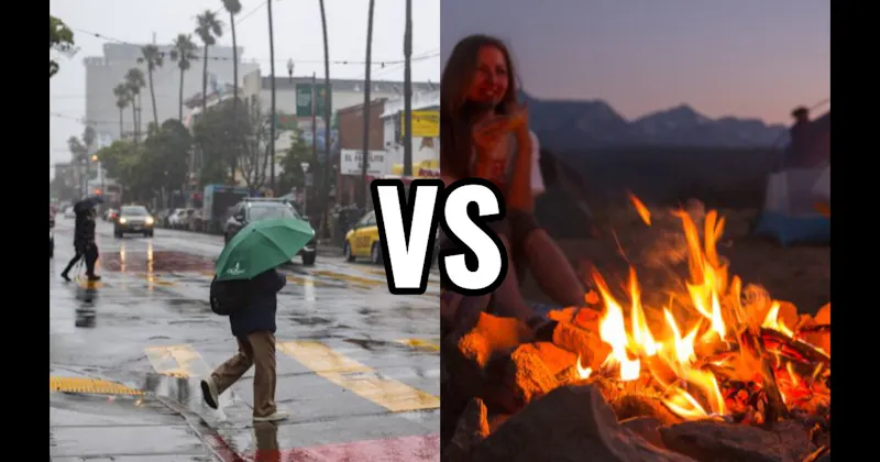 Campfire Smoke vs. Rain on Dry Pavement