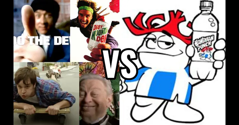 Mountain Dew’s “Do the Dew” Crew vs. Punchy (Hawaiian Punch)
