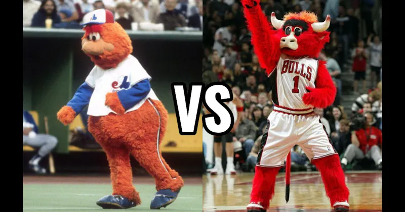 Benny the Bull (Chicago Bulls) vs. Youppi! (Montreal Canadiens / Expos)