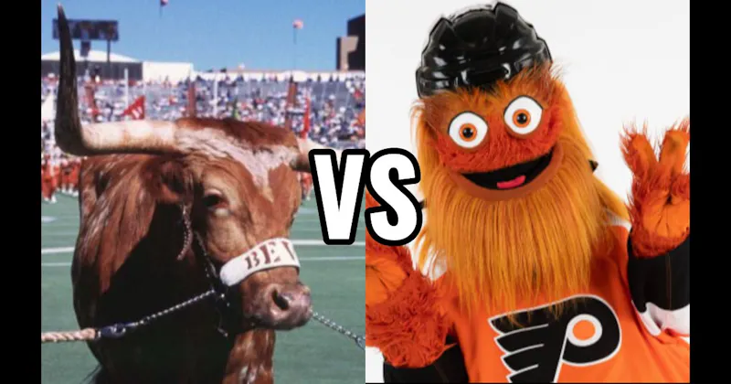 Bevo (Texas Longhorns) vs. Gritty (Philadelphia Flyers)