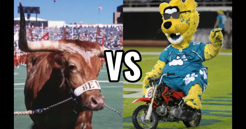 Bevo (Texas Longhorns) vs. Jaxson de Ville (Jacksonville Jaguars)