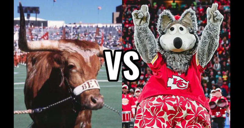 Bevo (Texas Longhorns) vs. KC Wolf (Kansas City Chiefs)