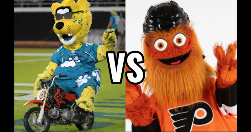 Gritty (Philadelphia Flyers) vs. Jaxson de Ville (Jacksonville Jaguars)