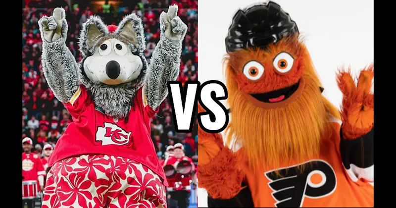 Gritty (Philadelphia Flyers) vs. KC Wolf (Kansas City Chiefs)