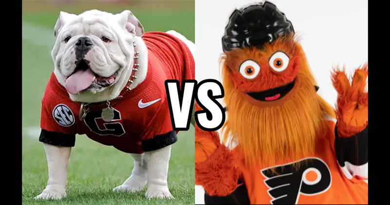 Gritty (Philadelphia Flyers) vs. Uga (Georgia Bulldogs)