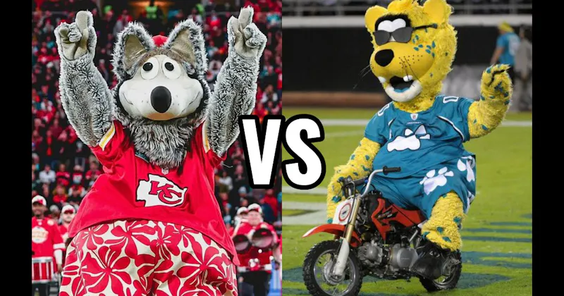 Jaxson de Ville (Jacksonville Jaguars) vs. KC Wolf (Kansas City Chiefs)