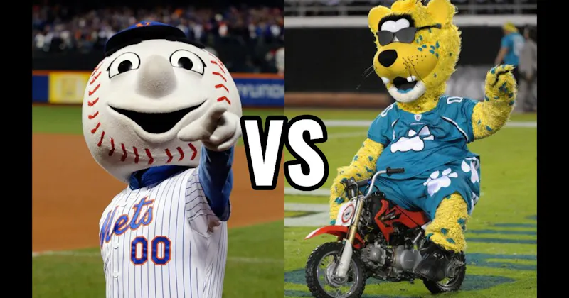 Jaxson de Ville (Jacksonville Jaguars) vs. Mr. Met (New York Mets)