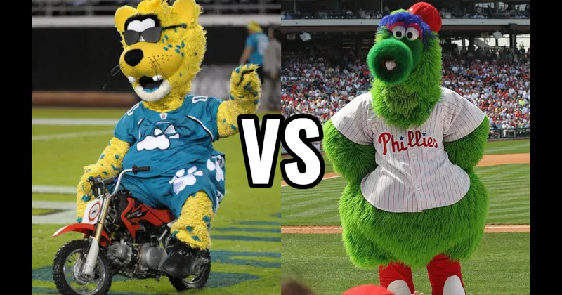 Jaxson de Ville (Jacksonville Jaguars) vs. Phillie Phanatic (Philadelphia Phillies)