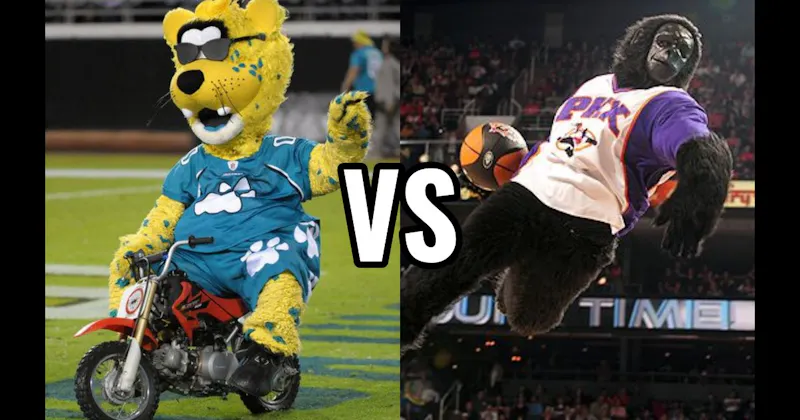 Jaxson de Ville (Jacksonville Jaguars) vs. The Suns Gorilla (Phoenix Suns)