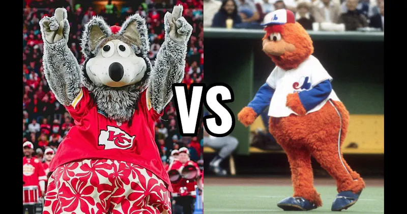 KC Wolf (Kansas City Chiefs) vs. Youppi! (Montreal Canadiens / Expos)