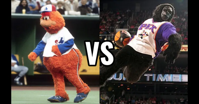 The Suns Gorilla (Phoenix Suns) vs. Youppi! (Montreal Canadiens / Expos)