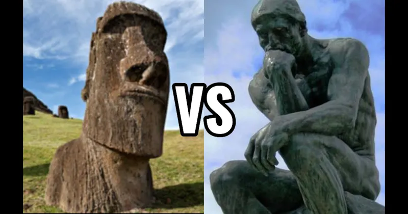 Moai of Easter Island vs. The Thinker