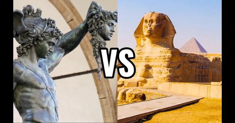 Perseus with the Head of Medusa vs. The Sphinx of Giza