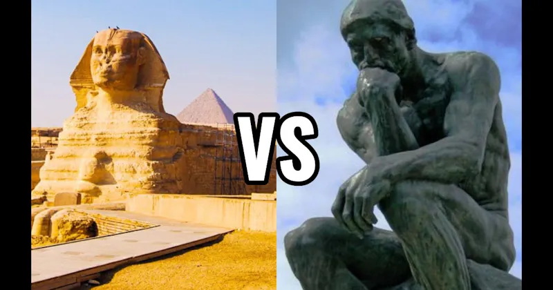 The Sphinx of Giza vs. The Thinker