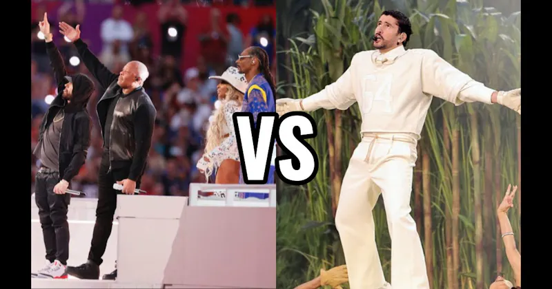 Bad Bunny (2026) vs. Dr. Dre / Snoop / Eminem / Kendrick / Mary J. Blige (2022)