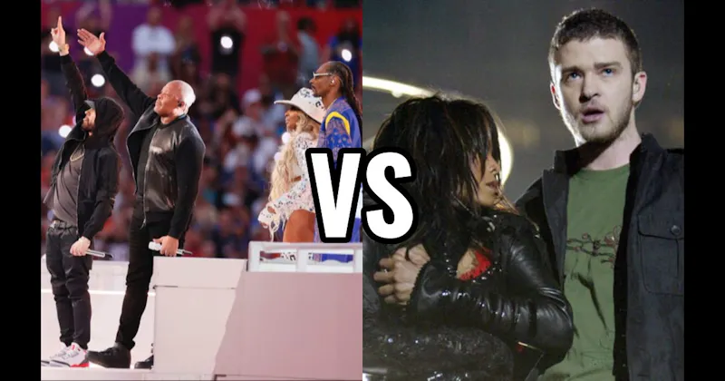 Dr. Dre / Snoop / Eminem / Kendrick / Mary J. Blige (2022) vs. Janet Jackson & Justin Timberlake (2004)