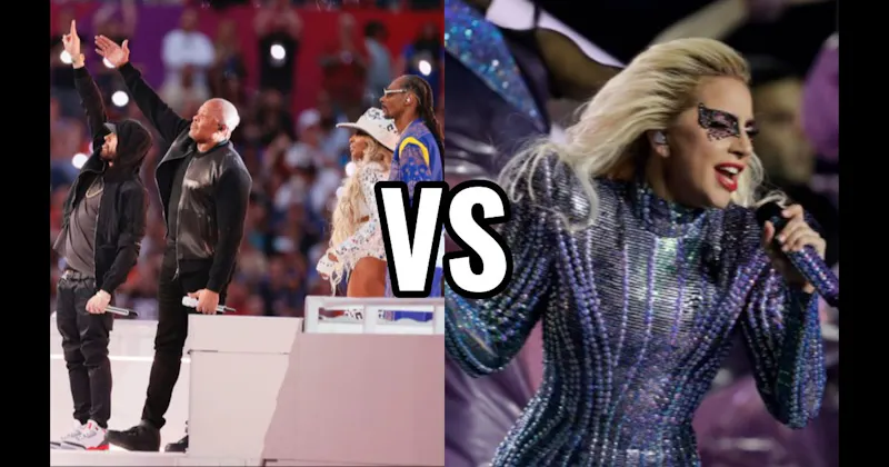 Dr. Dre / Snoop / Eminem / Kendrick / Mary J. Blige (2022) vs. Lady Gaga (2017)