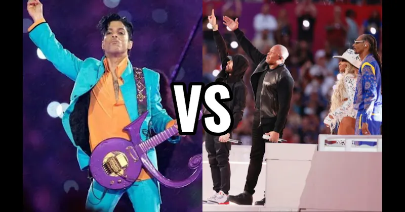 Dr. Dre / Snoop / Eminem / Kendrick / Mary J. Blige (2022) vs. Prince (2007)