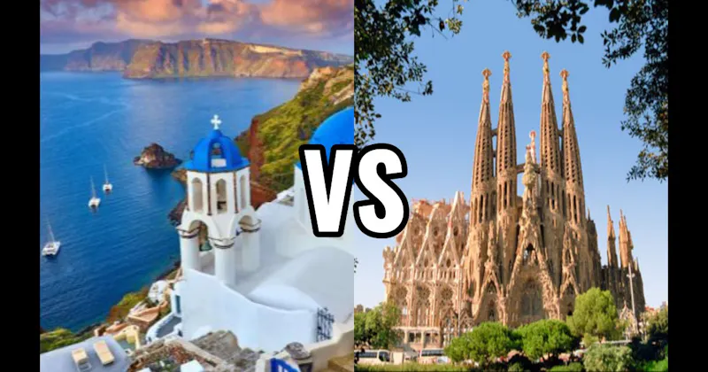 Barcelona, Spain vs. Santorini, Greece